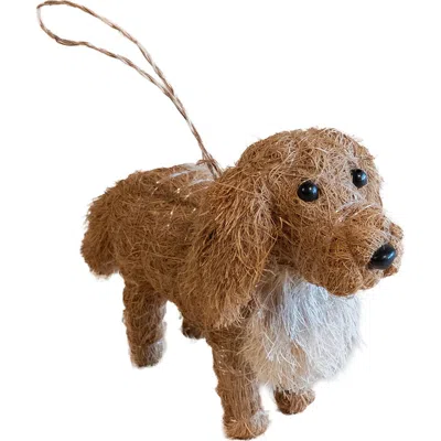 Likha Golden Retriever Handwoven Ornament In Brown