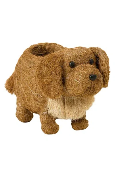 Likha Golden Retriever Handwoven Planter In Brown