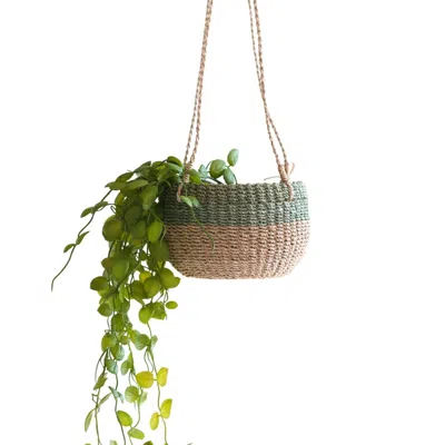 Likha Green Natural + Sage Hanging Planter - Hanging Bin In Multi