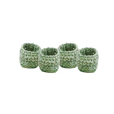 Likha Green Set Of Four, Sage Raffia Crochet Napking Rings