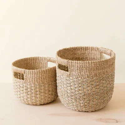 Likha Grey Round Bottom Basket, Nested Set Of 2 In Gray