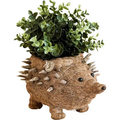 Likha Hedgehog Handwoven Planter In Brown