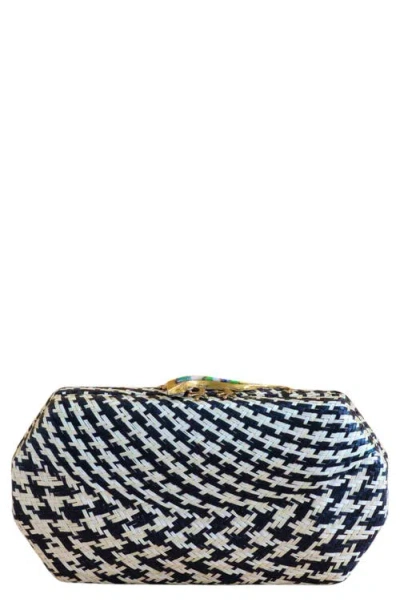 Likha Houndstooth Octagon Clutch In Brown