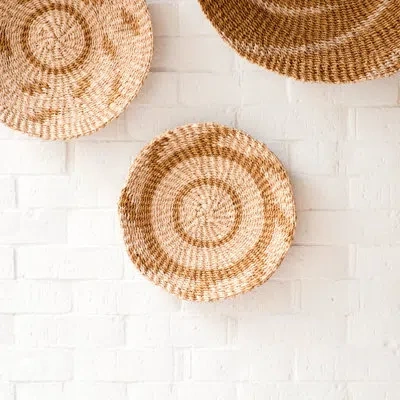 Likha Large Natural + Brown Round Wall Baskets 18"