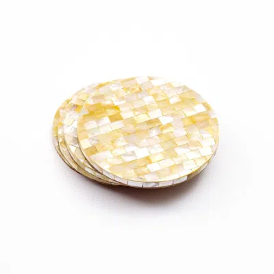 Likha Luz Mother-of-pearl Coasters Golden Yellow Set Of 4