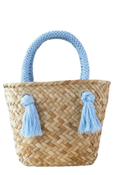 Likha Mini Seagrass Tote In Blue