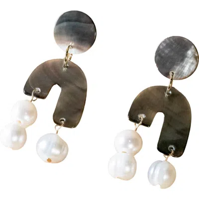 Likha Mother-of-pearl Asymmetrical Drop Earrings In Multi