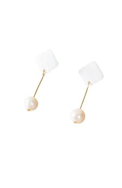 Likha Mother-of-pearl Diamond & Pearl Drop Earrings In Gold
