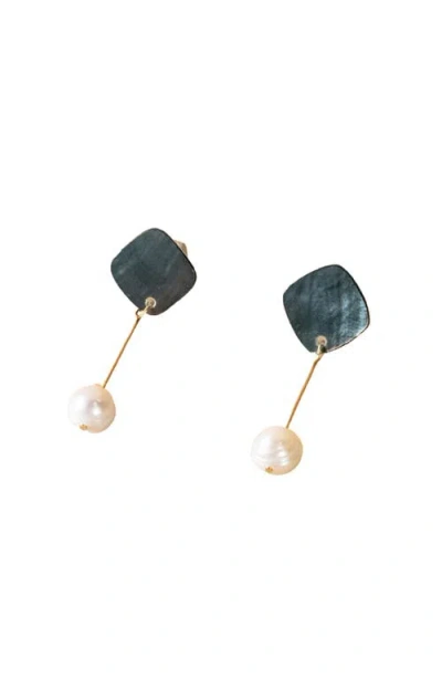 Likha Mother-of-pearl Diamond & Pearl Drop Earrings In Multi