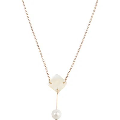 Likha Mother-of-pearl Diamond & Pearl Drop Necklace In White