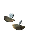 Likha Mother-of-pearl Geometric Coin Stud Earrings In Brown