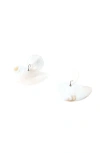 Likha Mother-of-pearl Geometric Coin Stud Earrings In White