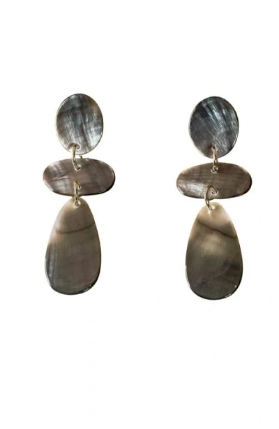 Likha Mother-of-pearl Long Raindrop Dangle Earrings In Brown