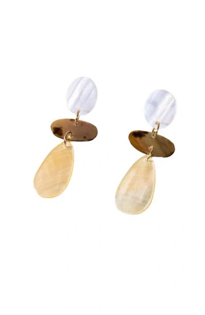 Likha Mother-of-pearl Long Raindrop Dangle Earrings In Multi