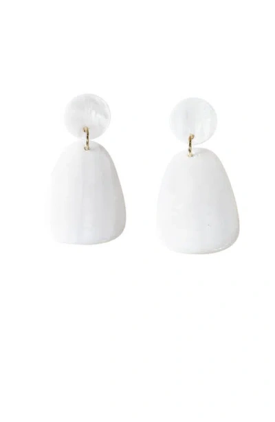Likha Mother-of-pearl Round & Trapezoid Drop Earrings In White