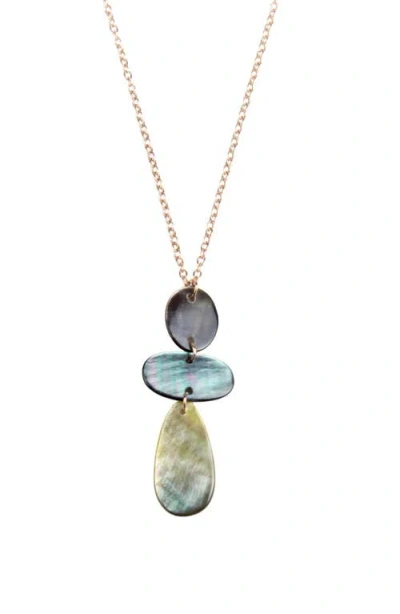 Likha Mother-of-pearl Round, Oblong & Raindrop Pendant Necklace In Black