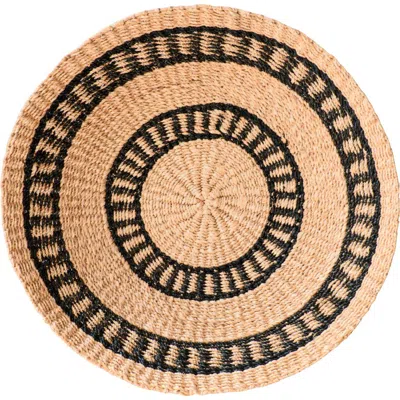 Likha Natural & Black Round Wall Basket In Neutral