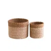 Likha Natural + Brown Tabletop Bins Set Of Two - Wicker Baskets In Brown