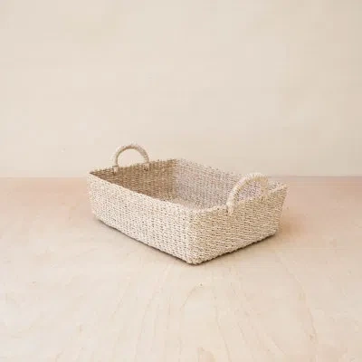 Likha Natural Rectangle Tray With Handles In Cream