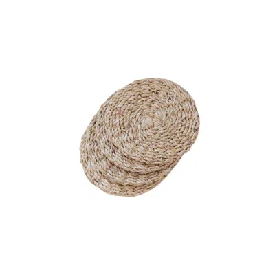 Likha Natural Round Abaca Coasters, Set Of Four - Neutrals