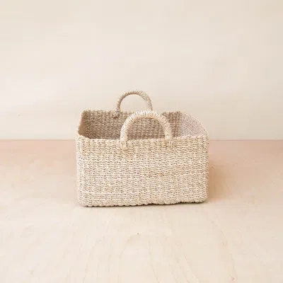 Likha Natural Square Tabletop Basket With Handles In Cream