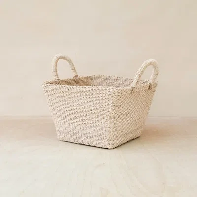 Likha Natural Tapered Square Tabletop Basket With Handles In Cream