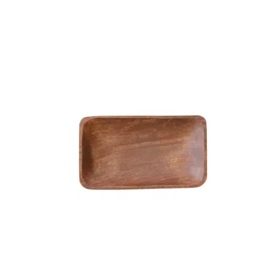 Likha Neutrals Set Of Four, Acacia Wood Rectangle Dish - Trinket Tray In Brown