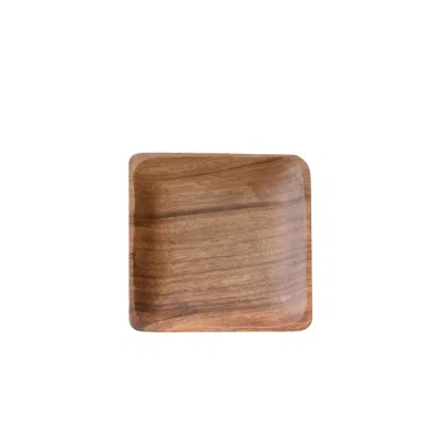 Likha Neutrals Set Of Four, Acacia Wood Square Dish - Snack Tray In Brown