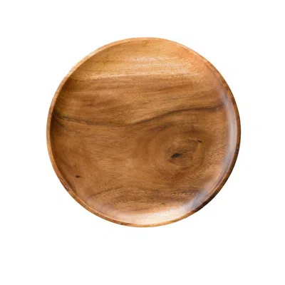 Likha Neutrals Set Of Two, Acacia Round Twelve Inch Wood Plate - Charger Plate In Brown