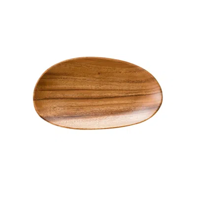 Likha Neutrals Set Of Two, Acacia Twelve Inch Oval Wood Tray - Wooden Dish In Brown