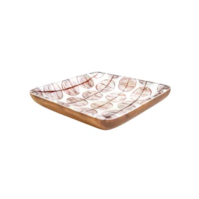 Likha Neutrals / White / Brown Capiz + Acacia Plate - Nordic Circles, Square In Animal Print