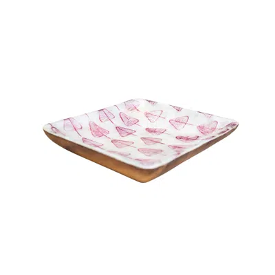 Likha Neutrals / White Capiz + Acacia Plate - Nordic Pine Trees, Square In Pink