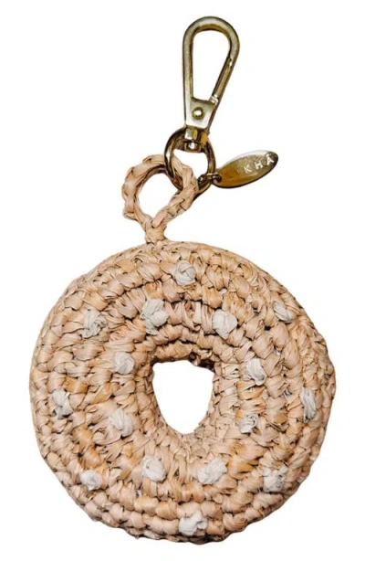 Likha Nyc Bagel Raffia Bag Charm In Brown