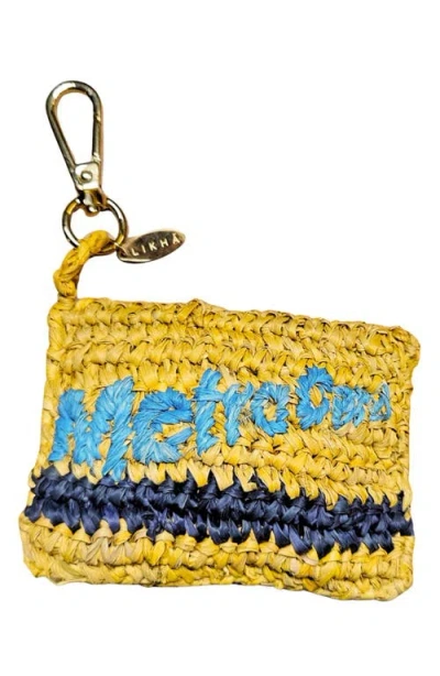 Likha Nyc Metrocard Raffia Bag Charm In Yellow