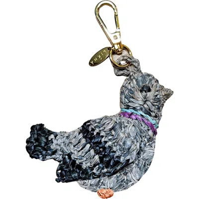 Likha Nyc Pigeon Raffia Bag Charm In Green