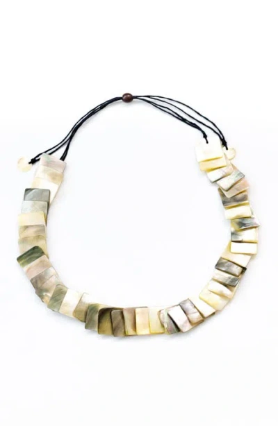 Likha Playa Square Tiles Mother-of-pearl Necklace In Multi