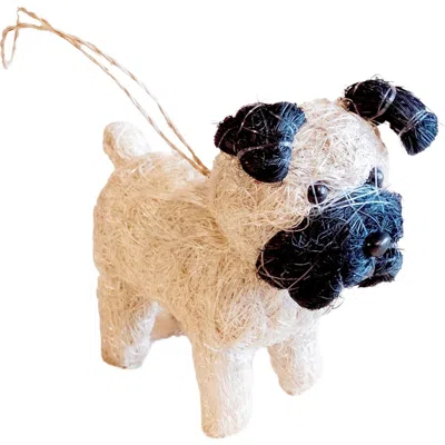 Likha Pug Handwoven Ornament In Black