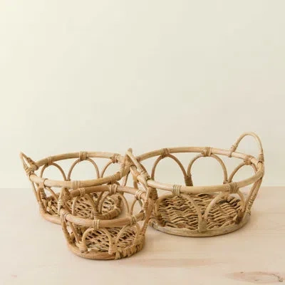 Likha Rattan Fruit Basket, Set Of 3 In Cream
