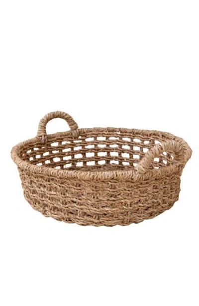 Likha Round Tray Open Weave With Cutout Handles In Brown