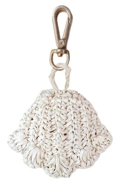 Likha Seashell Raffia Bag Charm In White