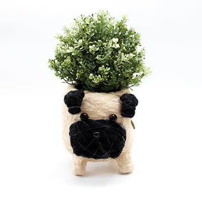 Likha White Coco Coir Animal Planter Pug