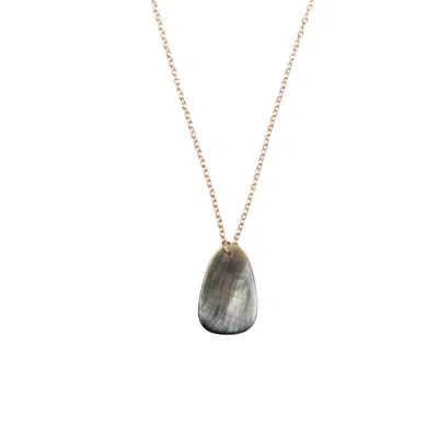 Likha Women's Black Mother-of-pearl Trapezoid Necklace With Rose Gold Chain