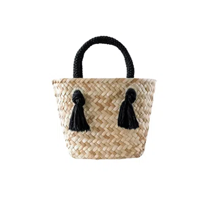 Likha Women's Black Small Classic Tote Bag With Braided Handles