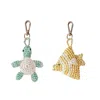 Likha Women's Green / Yellow Turtle + Fish Bag Charms - Under The Sea Buddies, Bundle Of Two