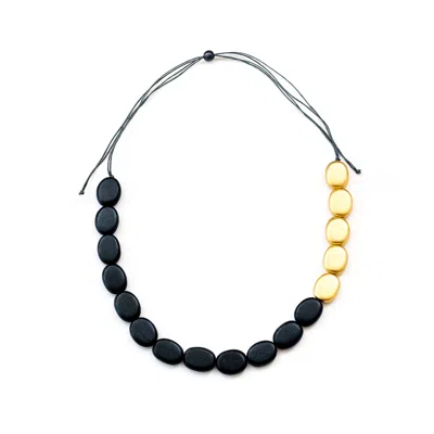 Likha Women's Grey Guija Statement Necklace, Charcoal & Gold In Gray