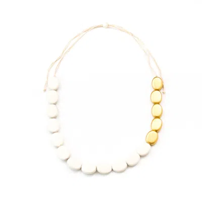 Likha Women's Guija Statement Necklace, White & Gold