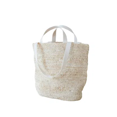 Likha Women's Neutrals Handwoven Raffia Tapered Tote Bag – Poste Weave Stripes In Brown