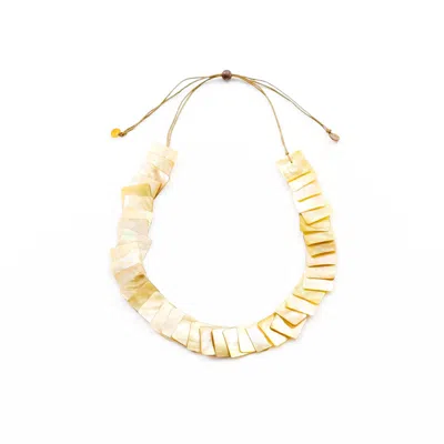 Likha Women's Neutrals Playa Mother-of-pearl Necklace Square Tiles Nude Brown