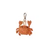 Likha Women's Orange Crab Bag Charm - Handmade Coastal Raffia Accessory In Orange