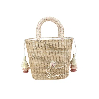 Likha Women's Orange Mini Tote Bag With Embroidered Bunny